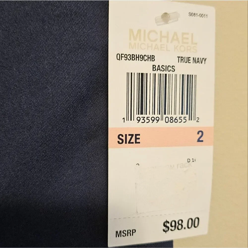 Michael Kors Navy Blue Gold Button Cropped Career Pants Size 2 NWT